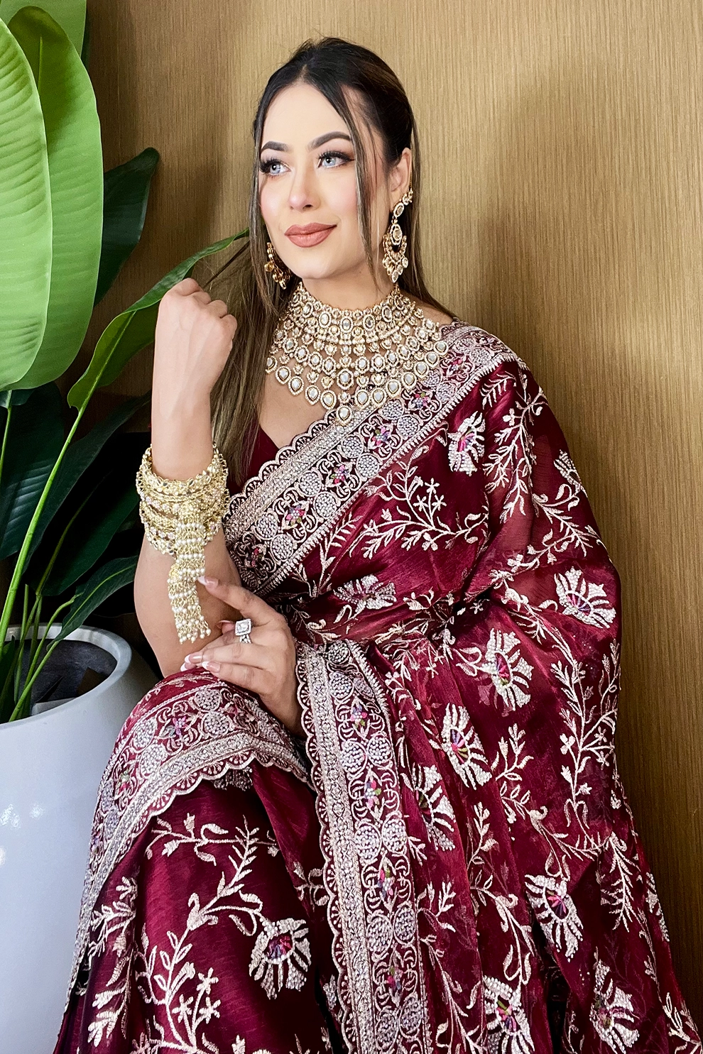 Merun jemi Chu Georgette party Saree